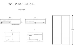 Душевая дверь в нишу BelBagno Uno-195 BF 1 140 C Cr - 3