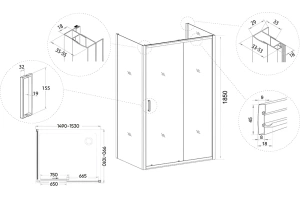 Душевой уголок Veconi Rovigo RV-046 150х100 см профиль хром (RV046-150100-01-C5) - 3
