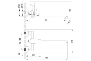 Смеситель для ванны Lemark plus Factor хром (LM1651C) - 2