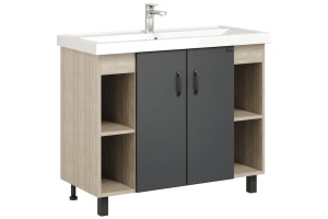 Тумба с раковиной Onika Тимбер 100 серый - светлое дерево