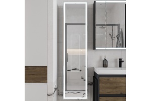 Шкаф-пенал с зеркалом STWORKI Кронборг МВК077 40, с подсветкой, черный