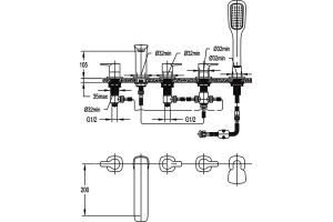Смеситель Cezares Tesoro F BVD5 01 на борт ванны - 3