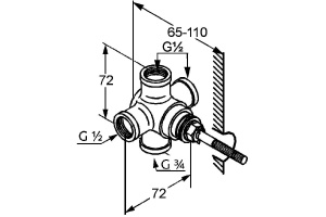 Скрытая часть для переключателя потоков Kludi золото - 2