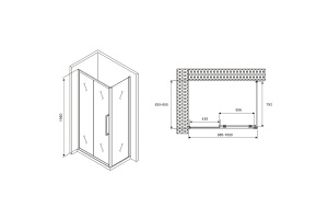 Душевой уголок Abber Schwarzer Diamant 100х85 хром стекло прозрачное - 2