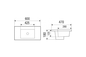 Раковина встраиваемая Weltwasser WW Deilbach 7506-60 MT- BL 60 матовый черный (10000005563) - 2