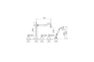 Смеситель для ванны Magliezza Grosso bianco бронза (50119-4-br) - 2