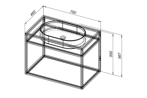 1.33001.BB LIBERTY Консоль 75 подвесная, черный браш (274332) - 2