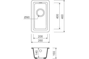 Мойка Granucryl для подстольного монтажа, цвет белый, Tanto, IDDIS, TU1W261i87 - 3