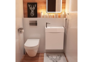 LIBERTY База под раковину подвесная с одной распашной дверцей, Bianco Lucido, 500x220x500, Liberty-500-1D-SO-BL-L - 2