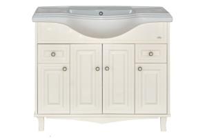 Тумба с раковиной Misty Шармель 105 бежевая глянцевая