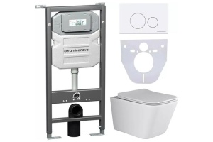 Комплект подвесного унитаза с инсталляцией Ceramica Nova Metric с кнопкой Round белой матовой