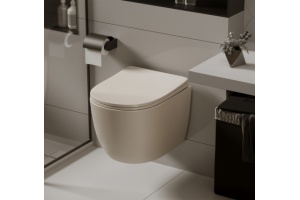 Подвесной унитаз Abber Bequem бежевый матовый с сиденьем микролифт