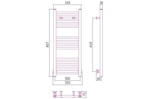 Полотенцесушитель водяной ДР МОДУС 800х300 (Без покрытия) - 3