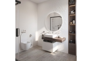 Мебель для ванной STWORKI Ольборг 100 столешница дуб карпентер, без отверстий, с тумбой 60, с раковиной STWORKI Soul 1 белой - 3