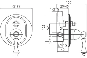 Смеситель Cezares Margot VDIM-01-Bi С ВНУТРЕННЕЙ ЧАСТЬЮ - 2