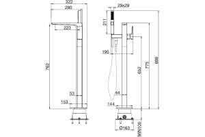 Смеситель напольный Allen Brau Infinity для ванны с душем хром - 3