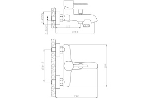Смеситель Orange Karl для ванны с душем M05-100b  - 2