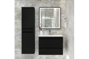 PLATINO База под раковину подвесная с двумя выкатными ящиками, Черный матовый AM-Platino-900-2C-SO-NM-Cer - 2