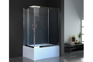 Душевой уголок Royal Bath BP 100х80 R с поддоном профиль хром стекло прозрачное  - 2