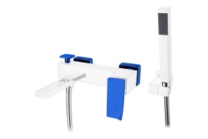 Смеситель для ванны с лейкой и шлангом Boheme Q хром с синим