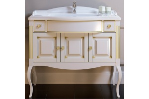 Тумба для комплекта Opadiris Лаура 100 белая с патиной