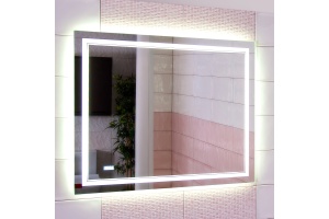 Зеркало Бриклаер Эстель-2 120 с подсветкой, с часами, сенсор на корпусе