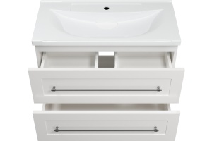 Тумба с раковиной Misty Марта 80 подвесная, белая глянцевая - 3