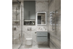 TECHNO База под раковину подвесная с двумя выкатными ящиками, Бетон лофт натуральный AM-Techno-700-2C-SO-LS935