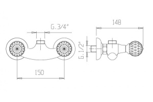 Смеситель для душа Cezares Atlantis-nostalgia бронза (ATLANTIS-NOSTALGIA-DS-02) - 2