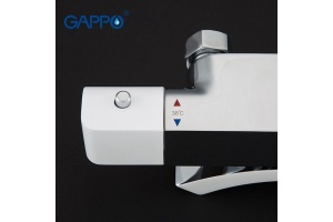 Душевая система Gappo с верхним душем термостатом и ручной лейкой излив является переключателем на лейку белый/хром G2407-50 - 3