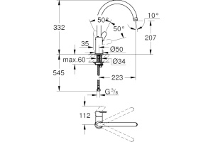 Смеситель Grohe BauEdge для кухонной мойки 31367001 - 2