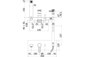 Смеситель Paffoni Ringo RIN001NO С ВНУТРЕННЕЙ ЧАСТЬЮ, для ванны с душем - 2