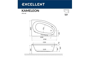 Акриловая ванна Excellent Kameleon 170x110 белая бронза правая с гидромассажем - 3