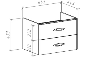 Тумба для комплекта Bellezza Джела 70 подвесная, 2 ящика с раковиной Тигода - 3