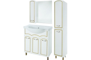 Зеркало-шкаф Bellezza Амелия 70 L, белое, патина золото - 2