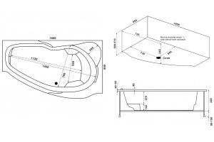 Акриловая ванна Bas Мартиника 160x85 R - 3