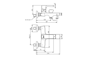 Смеситель Lemark Atlantiss для ванны с душем  LM7214BL - 2