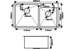 Мойка кухонная Melana S8045HB графит - 3