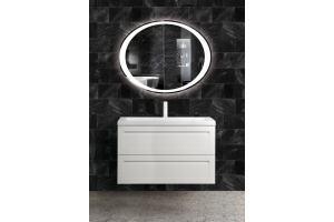 PLATINO База под раковину подвесная с двумя выкатными ящиками, Белый матовый AM-Platino-900-2C-SO-BM