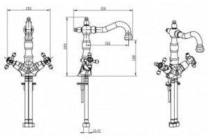Смеситель для раковины Boheme Tradizionale хром с черным кристаллом Swarovski - 3