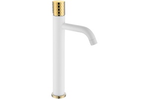 Смеситель Boheme Stick 122-WG для раковины, white diamond gold