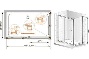 Душевой уголок Cezares Anima W AH1 120/90 C Cr - 3