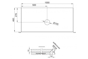 Столешница BelBagno 100х46 бежевый матовый мрамор (KEP-100-MCO-W0) - 3