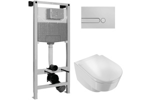 Комплект Система инсталляции для унитазов Jacob Delafon E5504-NF + Чаша для унитаза подвесного Jacob Delafon Odeon Rive Gauche EDR102-00 + Кнопка смыва