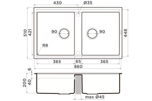 Мойка кухонная Omoikiri Kitagawa Artceramic/графит (4993492) - 2