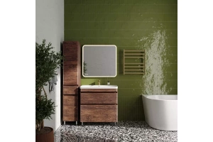 Шкаф-пенал Style Line Атлантика 35 L с бельевой корзиной темное дерево - 2