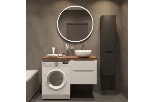 Мебель для ванной STWORKI Берген 60 белая с темной столешницей 122, раковина Moon 1, L