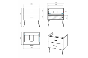 Тумба под раковину напольная Misty Маргарет 60 белая глянцевая - 2