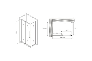Душевой уголок Abber Schwarzer Diamant 120х75 хром стекло прозрачное - 2