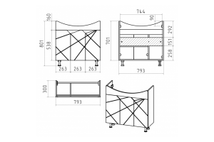Тумба под раковину Misty Грани 80 белая глянцевая - 2